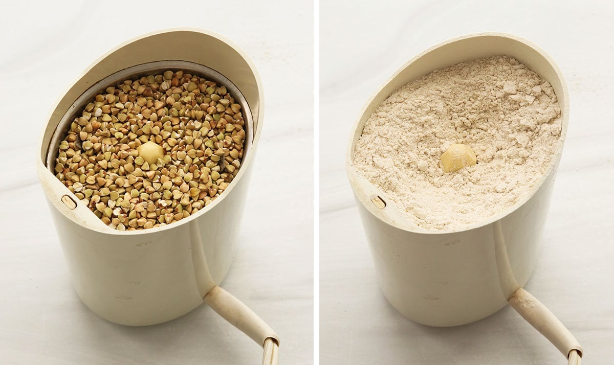 buckwheat groats ground into a flour using a coffee grinder.