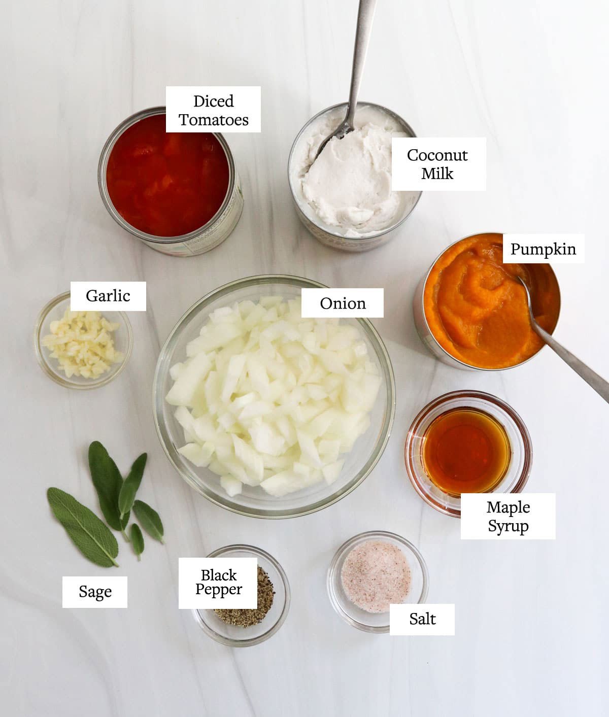 pumpkin pasta ingredients in small glass bowls